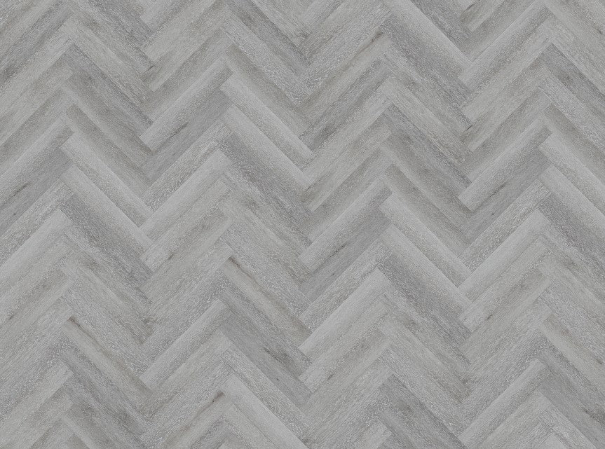 Grey Leaf 9MM Herringbone Hybrid Flooring - Obsidian