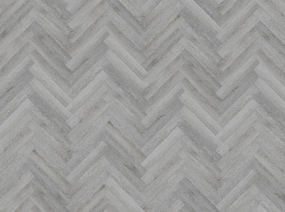 Grey Leaf 9MM Herringbone Hybrid Flooring - Obsidian