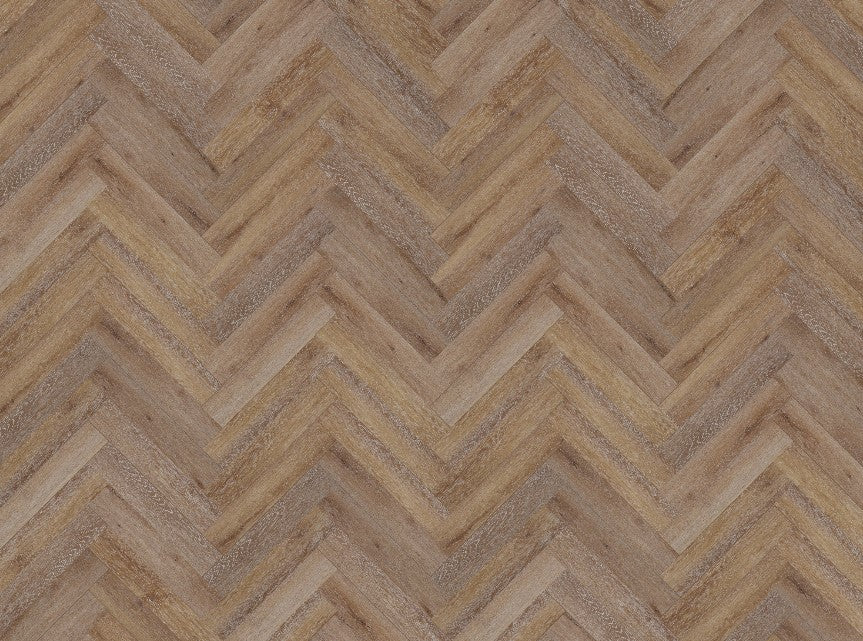 Sunset 9MM Herringbone Hybrid Flooring - Obsidian