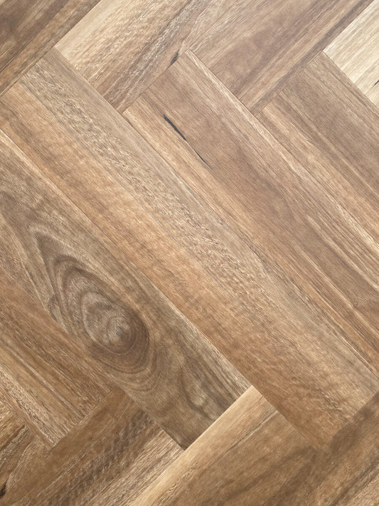 Spotted Gum 9MM Herringbone Hybrid Flooring - Obsidian